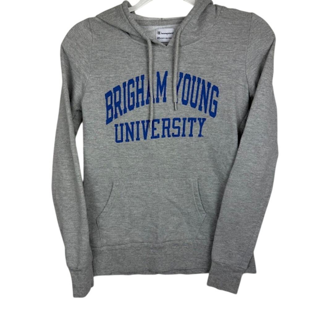 Champion BYU Brigham Young University Gray Hoodie Sweatshirt XS